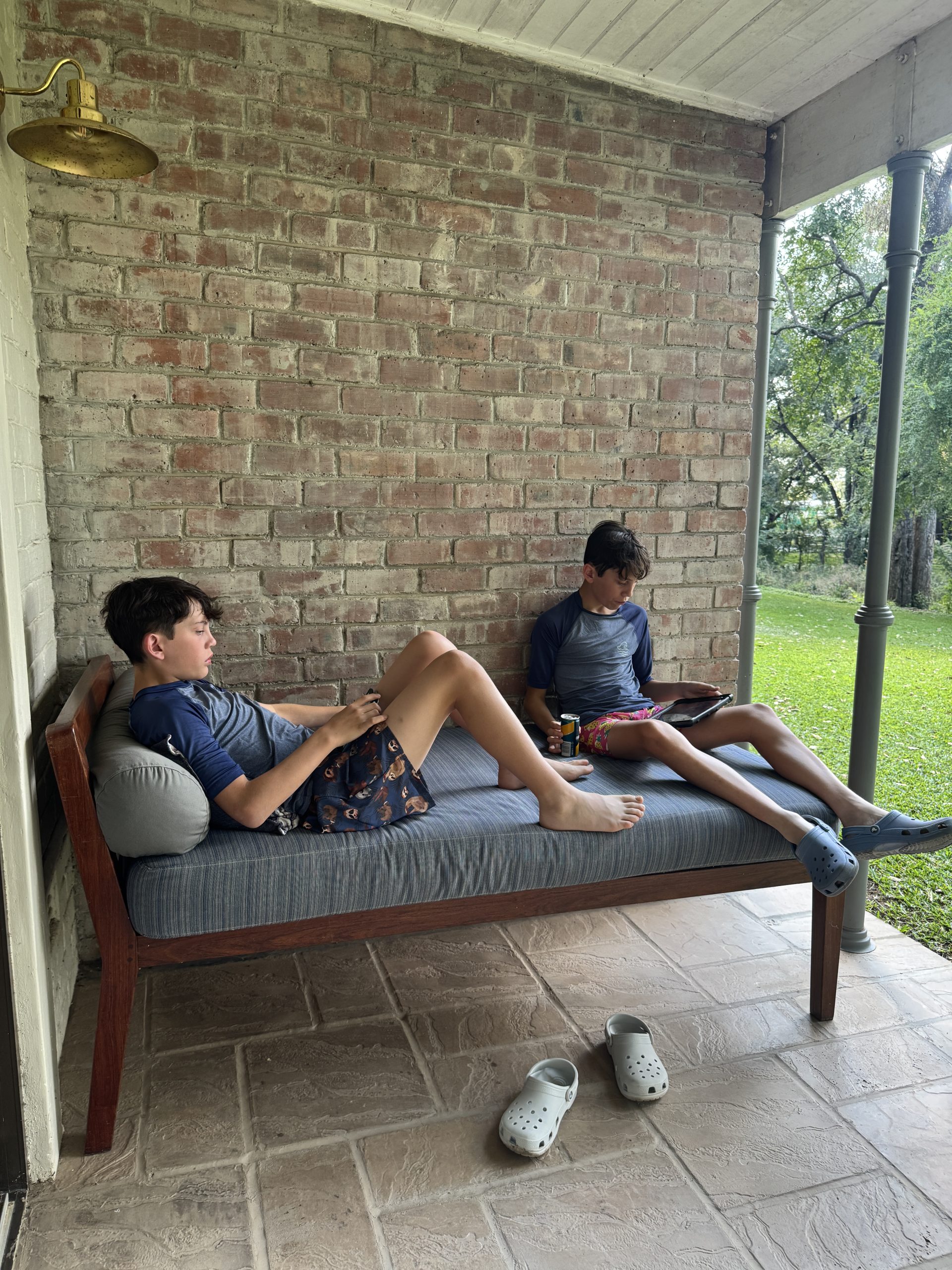 Relaxing on the terrace at Palm River Hotel