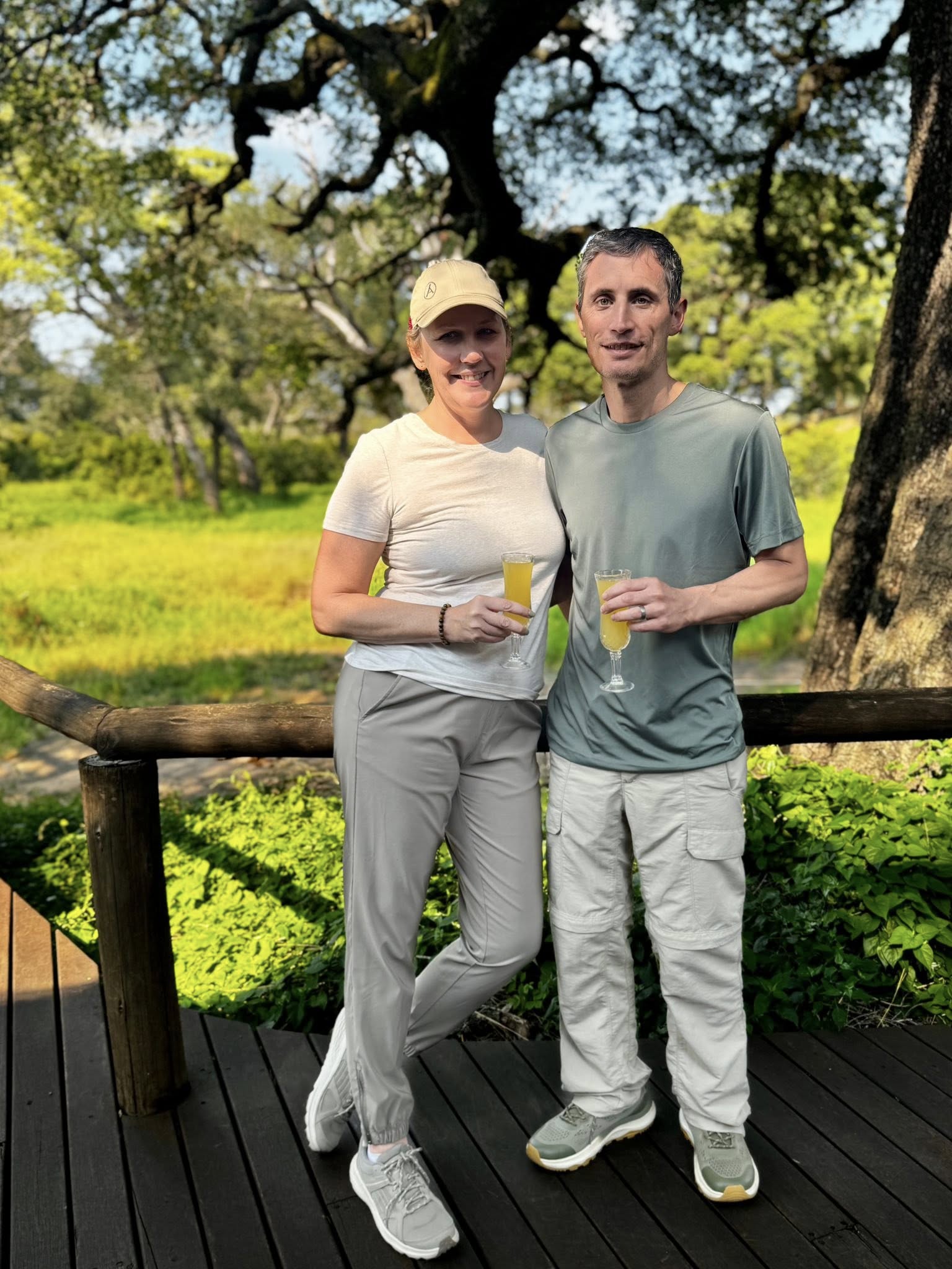 Rob and Jen at brunch at Tintswalo after safari