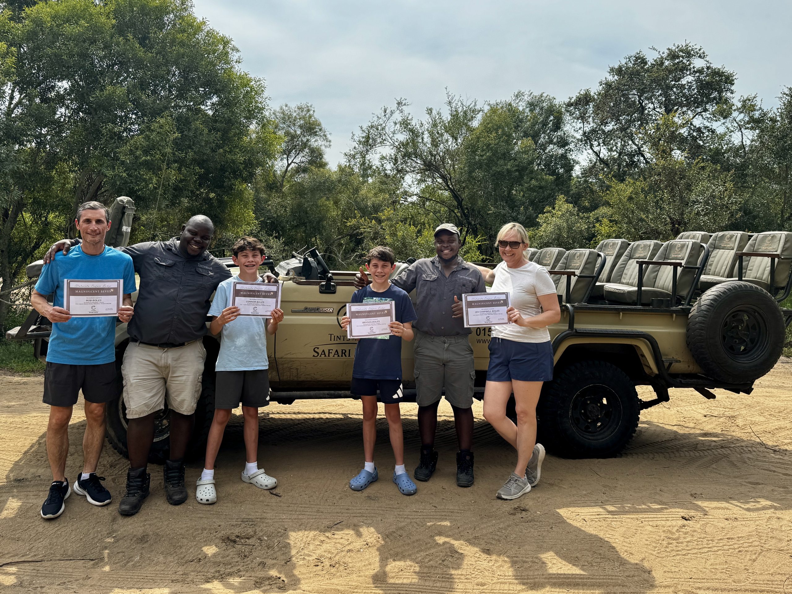 Magnificent 7 certificates with Wise and Rio at Tintswalo