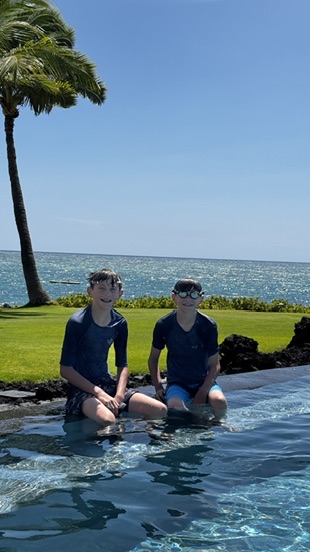 Boys at the pool at Kona Village