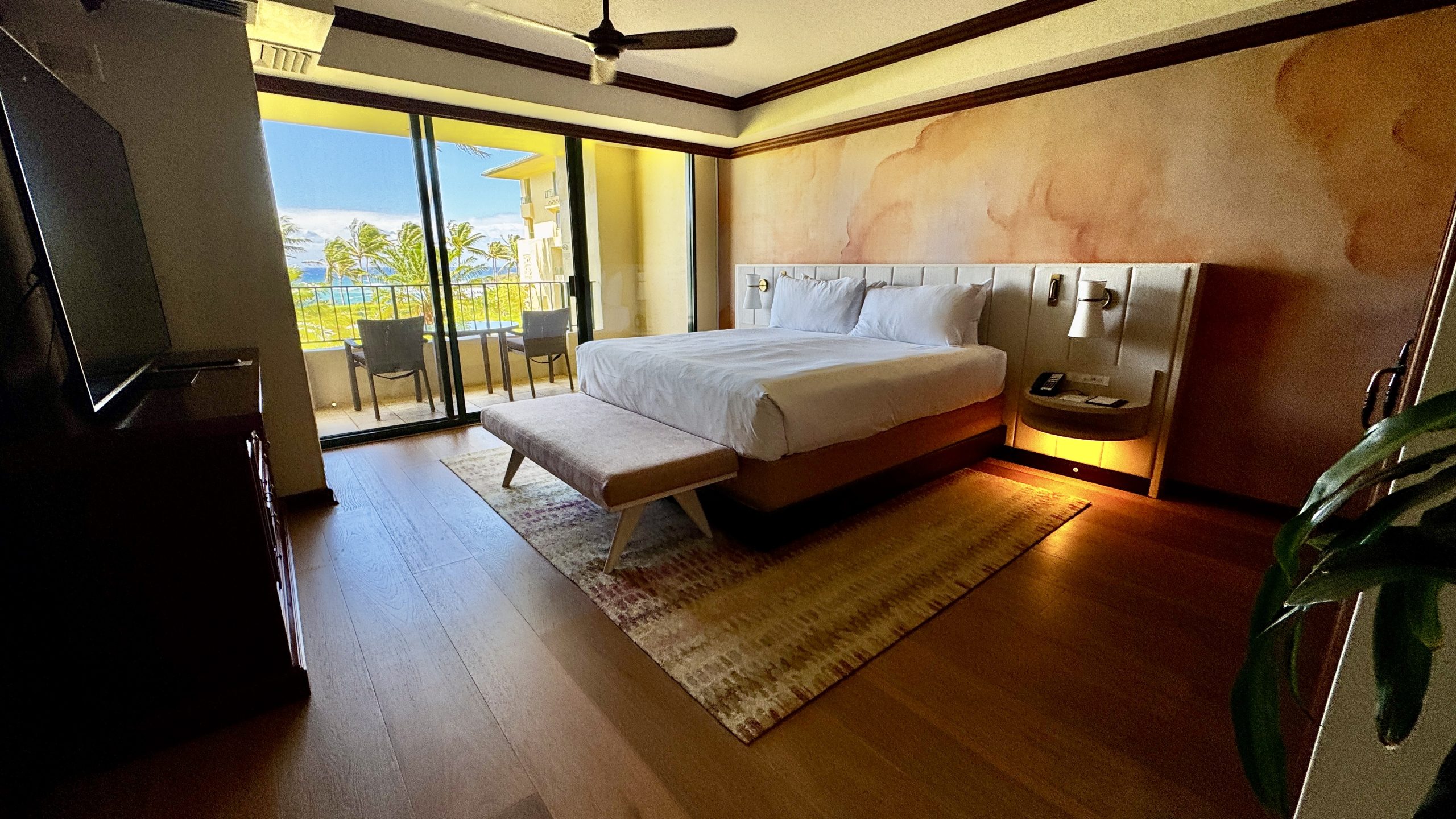Bedroom in the ocean view suite at the Grand Hyatt Kauai