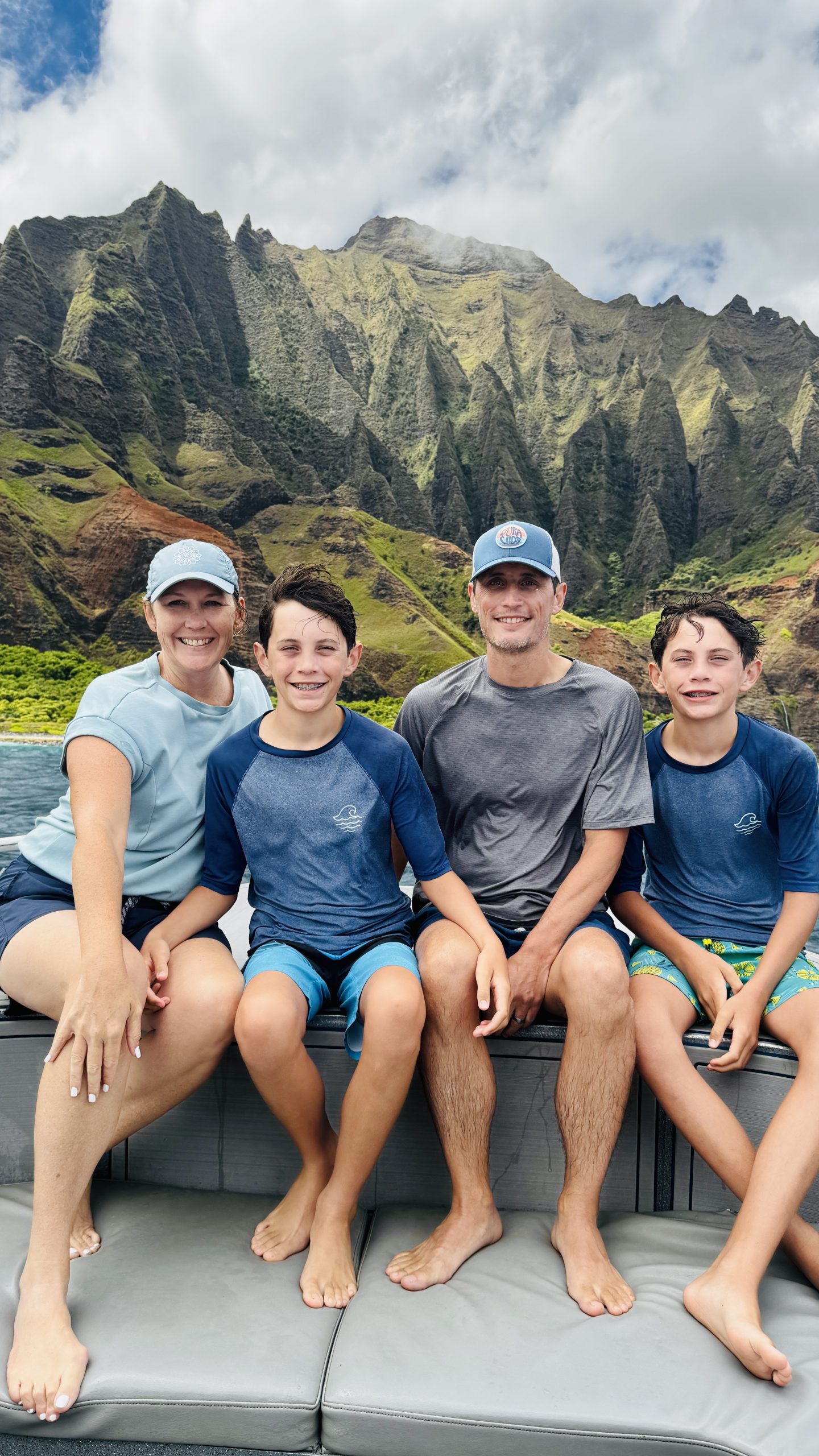 Our family along Kauai's Napali Coast