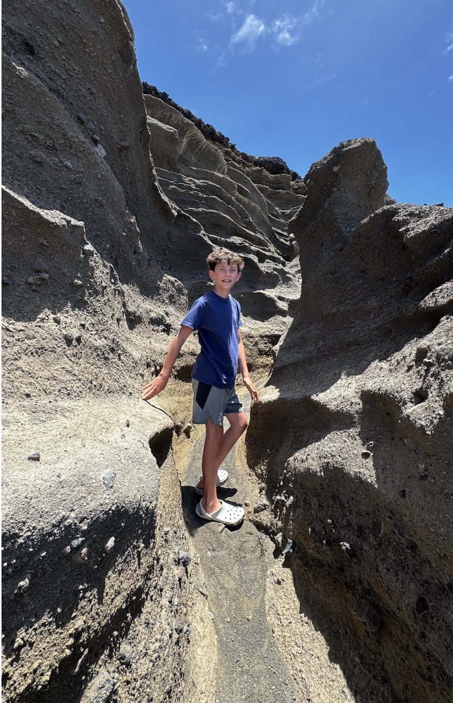The rugged hike down to Papakōlea Beach