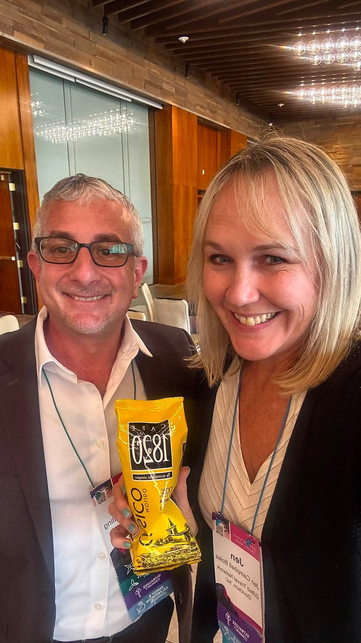 Costa Rican coffee shared by a travel partner at Virtuoso Travel Week