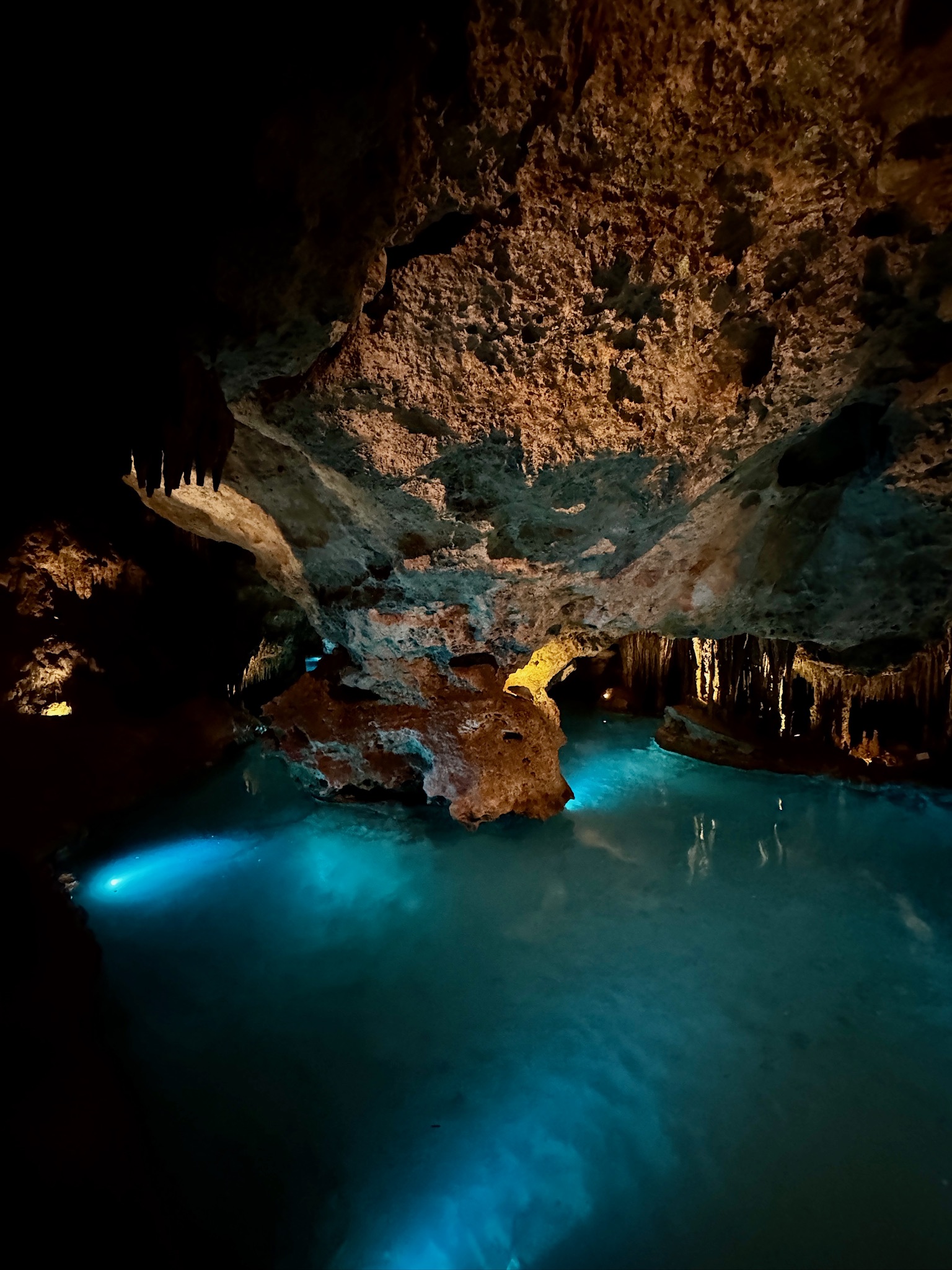 Underground cave and cenote at Xplor in Riviera Maya, Mexico