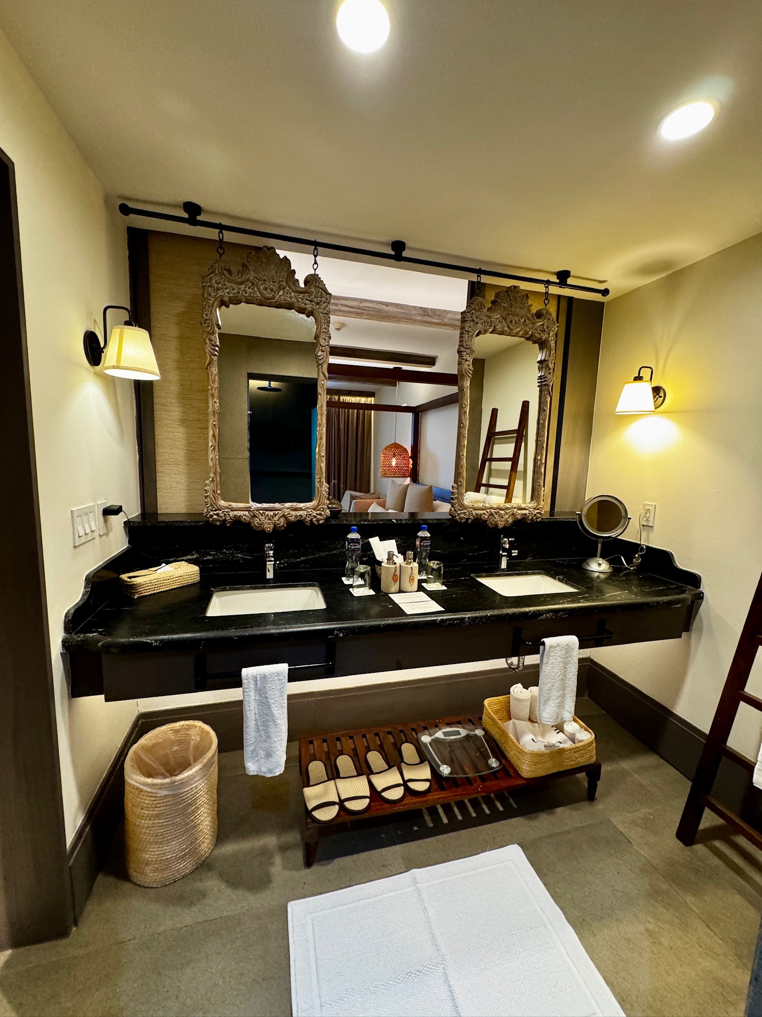 Guest room and bathroom at UNICO 20&deg;87&deg; in Riviera Maya, Mexico