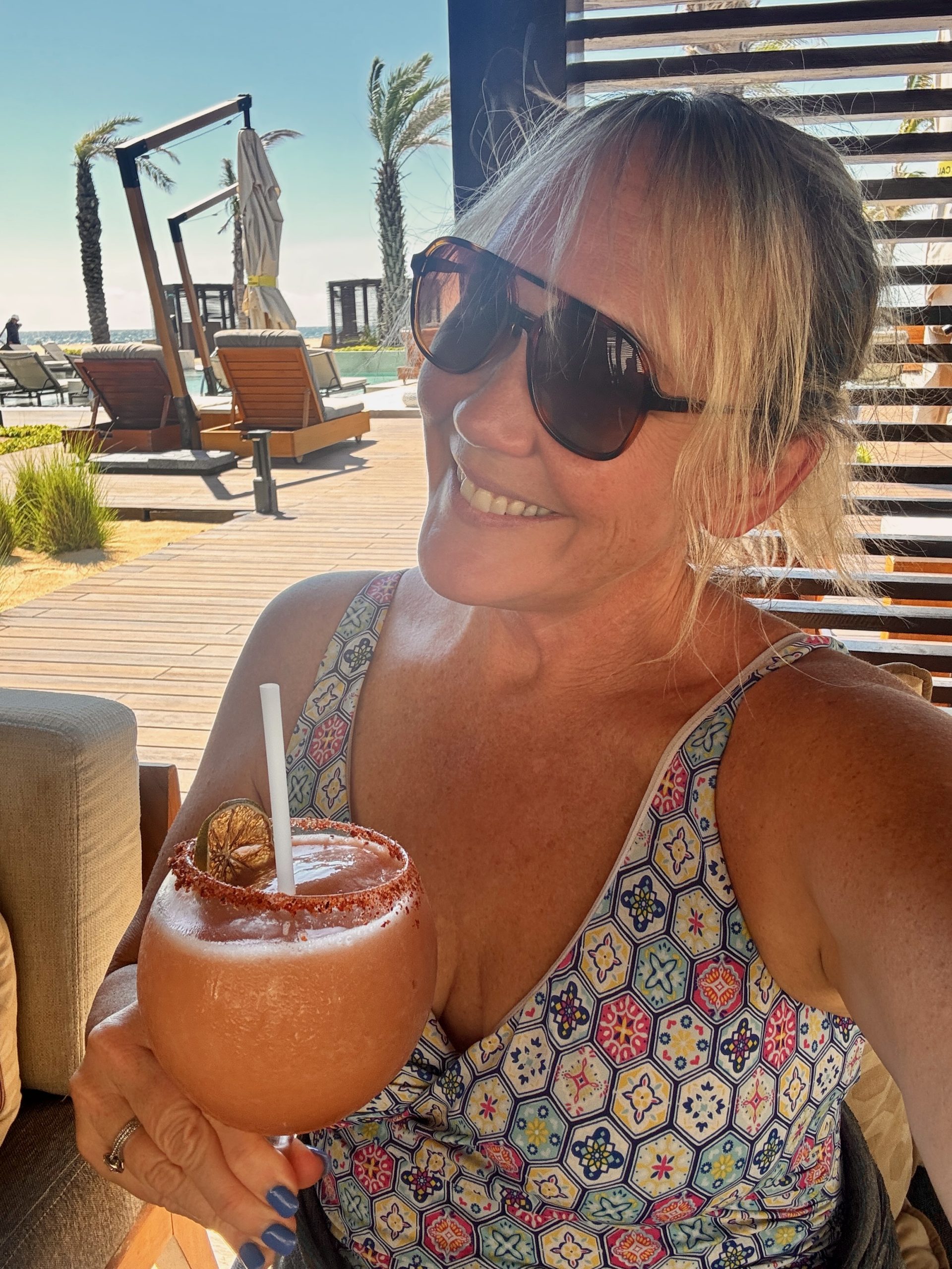 Enjoying the pool cabana at Nobu Hotel Los Cabos